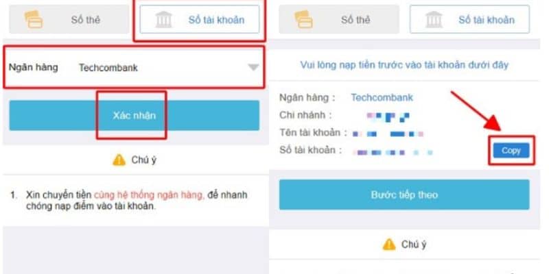 Nạp tiền chỉ 10s qua internet banking